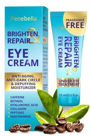 Eye Cream for Dark Circles, Puffiness & Bags – Under Eye Brightener with 5% Caffeine, Retinol, Niacinamide & Peptides – Anti Aging Under Eye Treatment for Women