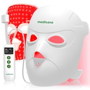 Medisana Red Light Therapy for Face, 3D Facial Fit LED Mask with 415nm Blue 630nm Red 830nm Infrared, 336 Beads, 3 Modes – Cordless & Rechargeable LED Face Mask for Home, Skincare Gifts for Women Mom