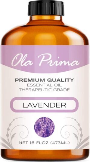 Ola Prima Oils Lavender Essential Oil (16oz Bulk) for Aromatherapy Diffuser, Candle Making & Stress – Therapeutic Grade Aromatherapy Oil