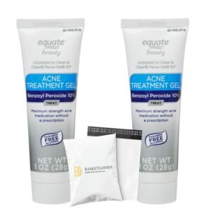Equate 10% Benzoyl Peroxide Acne Treatment Gel, 2 Pack, 1 oz each – Set By Basket Goods