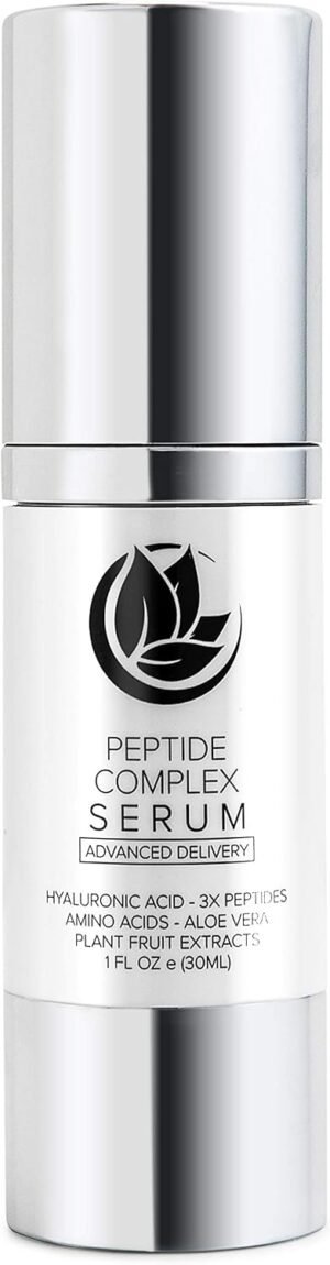Peptide Complex Serum by Microderm GLO – Best Skin Toning, Facial Tightening, 100% PURE & NATURAL, Plump, Hydrate & Nourish Your Face, Boosts Collagen & Heals Skin While Improving Tone & Texture, 1oz