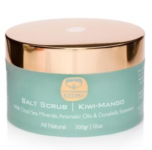 Kedma Kiwi-Mango Dead Sea Salt Scrub – Exfoliating Salt Scrub Body Exfoliator with Almond & Kiwi Oils – Foot & Body Scrub for Women – Nourishing Dead Sea Skin Polish – 18 oz
