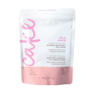 Cake Beauty Milk Made Vegan Body Sugar Scrub- Shea Butter, Candied Oat Milk & Marshmallow Root Extract – Gentle Exfoliating Hand, Leg, Foot & Body Sugar Soap Scrub & Moisturizing Shower Wash for Women