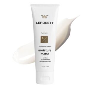 LEROSETT Oil-Free Moisturizer for Oily & Sensitive Skin, Lightweight Matte Hydration, Vegan Moisturizer, Aloe-Based with Vit-B5 + 7 Soothing Herbals, Non-comedogenic, Fragrance Free – 3 oz