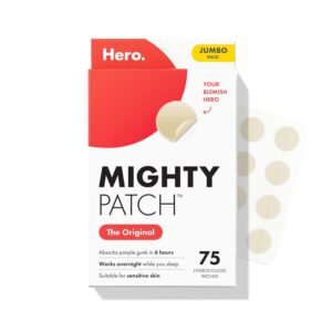 Mighty Patch Original Patch from Hero Cosmetics – #1 Best Selling Hydrocolloid Acne Pimple Patches for Face, Shrinking Zits & Whiteheads in 1 Use, Nighttime Spot Pimple Stickers for Face, 75 Count