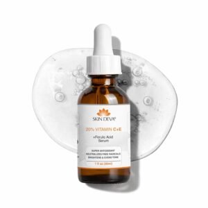 Skin Deva 20% Vitamin C Serum Anti Aging with Hyaluronic Acid & Vitamin E Ferulic Acid – Brightening Formula for Improving Appearance of Dark Spots, Fine Lines & Wrinkles – All Skin Types, 1 fl oz