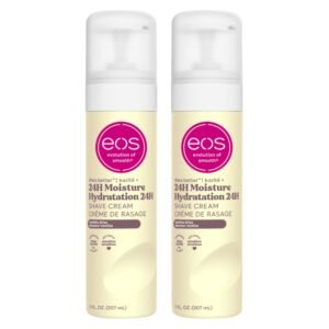 eos Shea Butter Shave Cream – Vanilla Bliss, 24H Moisture Hydration, 7 fl oz, (Pack of 2)