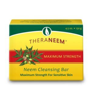 TheraNeem Neem Oil Cleansing Soap Bar for Sensitive Skin – Body Wash Bar for Women & Men, Made with Organic Olive, Coconut, Palm, & Jojoba Oils, Gentle Clean, Natural Herbal Cleanser – 4.5 oz