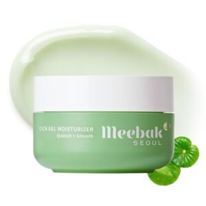 Meebak Cica Gel Face Moisturizer | Lightweight Hydrating Water Cream with Hyaluronic Acid & Vegan Collagen | Fast-Absorbing, Cooling Gel for All-Day Hydration & Glass Skin | Korean Skin Care