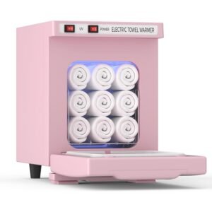 Towel Warmer 5L-Pink, 2-in-1 Professional Mini Small Hot Towel Warmer for Spa, Facial Towel Cabinet for Solo Estheticians, Small Salons & Home Spa (Fits 10-15 Towels)