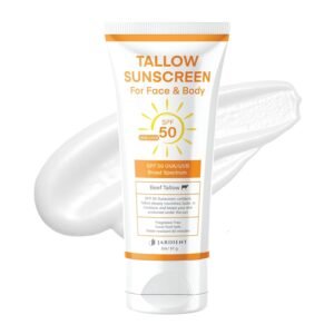 Beef Tallow Sunscreen SPF 50 with Mineral : Instant Sun Protection Non Nano Zinc Oxide Sunblock- Non Greasy Formula- Beach Jogging Outdoor Sports – 3 Fl oz, 85g