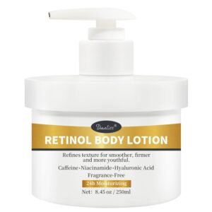 Retinol Body Lotion Fragrance-Free, Anti-Aging Firming Body Cream and Face Moisturizer with Niacinamide Hyaluronic Acid & Shea Butter, Helps Diminish the Look of Crepey Skin for Women & Men 8.45 oz