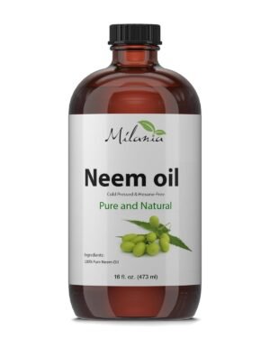 MILANIA Neem Oil – GLASS BOTTLE – Virgin, Cold Pressed, Unrefined – Pure Natural Oil (16 fl. oz.)
