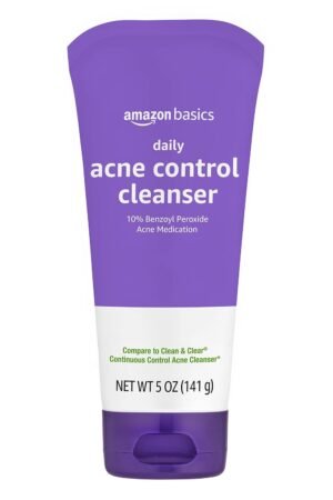 Amazon Basics Acne Treatment Face Wash – Daily Control Cleanser, Maximum Strength 10% Benzoyl Peroxide for Stubborn Breakouts, 5 Ounce