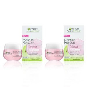 Garnier Moisture Rescue Refreshing Gel-Cream for Dry Skin, Oil-Free, 1.7 Oz (50g), 2 Count (Packaging May Vary)