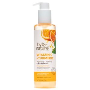 By Nature Vitamin C + Turmeric Gel Cleanser with Hyaluronic Acid – + Hydrating Face Wash & Makeup Remover for Oily and Acne-Prone Skin, Natural Daily Facial Wash (7oz)