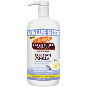 Palmer’s Cocoa Butter Formula, Tahitian Vanilla Moisture Drenching Body Lotion (33.8 fl oz), Hydrating Lotion with Shea Butter, Coconut Oil & Vitamin E, 72-Hour Moisture, Dermatologist Approved