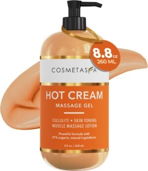 Cosmetasa Hot Belly Cream- 87% Organic Cellulite Cream – Natural Sweat Massage Gel for Stomach, Abdomen, Sore Joints, Muscles, Workout (8.8 oz)