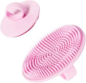 Boie USA Face Scrubber – Handheld Facial Tool, Deep Cleansing Exfoliating Facial Brush. Fights Acne with Gentle, Silicone-Like Bristles, Long Lasting, & Hypoallergenic (Pink)