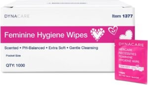 Dynarex HerCare Feminine Hygiene Wipes – 1000 Count – 5.5″ x 8″ Individually Wrapped, pH-Balanced, Alcohol-Free, Hypoallergenic, Travel Essentials for Women
