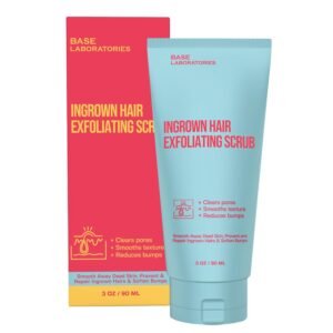 Base Laboratories Ingrown Hair – KP Bump Exfoliating Body Scrub – with AHA+BHA – Keratosis Pilaris Treatment – Daily Skin Exfoliant – Helps Reduce Strawberry Skin & Razor Bumps – Men & Women 3oz