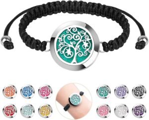 ttstar Essential Oil Diffuser Bracelet Set – Stainless Steel Aromatherapy Locket with Adjustable Band, Includes 12pcs Refill Pads Gift for Women