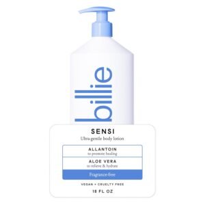 Billie Sensi Ultra-Gentle Women’s Body Lotion, Fragrance-Free, Allantoin & Aloe Vera, 18 fl oz