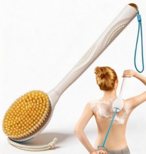 BUBBLEDANCE® Natural Boar Bristle Back Scrubber – 4X Scrubbing Power, Extendable Long Handle (17.5″-31.9″) for Deep Exfoliation & Dry Brushing – 1.3X Wider Head, Anti-Slip Shower Brush for Men & Women
