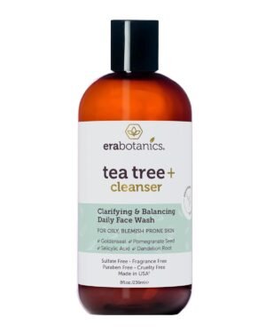 Era Organics Purifying Tea Tree Oil Face Wash – Balancing Cleanser for Oily, Blemish-Prone Skin with Salicylic Acid – Sulfate-Free, Fragrance Free, Made in USA