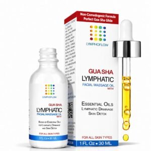 Bruizex Lymphatic Drainage Oil for Face & Neck Massage, Coconut & Jojoba Oil for Skin Facial Oil for Gua Sha or Jade Roller, Boosted with Vitamins E & C, Hyaluronic Acid & Retinol – 1 Fl Oz