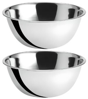 OCS Parts 8 Quart Mixing Bowls | Set of 2 | 13.25-Inch Stainless Steel Professional Grade Flat Base Mixing Bowls for Home and Commercial Kitchens