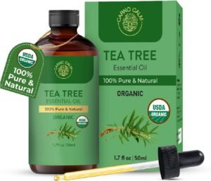 Tea Tree Oil for Skin– 100% Pure Organic Tea Tree Essential Oil for Face, Scalp, Nails, and Toenail – Therapeutic Grade Tree Tea Oil for Hair Growth & Acne | 1.7 fl. oz
