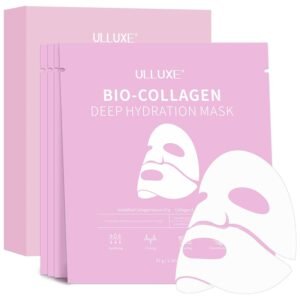 ulluxe Deep Collagen Face Mask, Bio-Collagen Overnight Facial Mask, Hydrating Firming Anti-Aging and Moisturizing, Korean Skincare Masks, Stocking Stuffers for Women & Teen Girls, 37g, 4ea