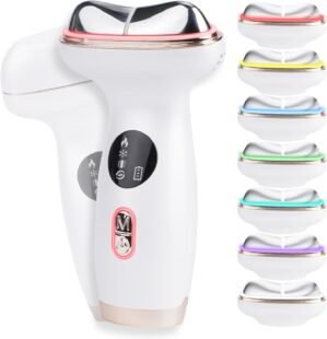Microcurrent Facial Device with Red Light Therapy – 7-in-1 LED Sculptor & Cold Heated Gua Sha for Face Neck Eye Firming, Depuffing & Double Chin Reduction