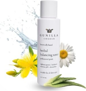 Gunilla Toner Herbal Skin Anti-Aging, Vegan, Soothing, Plant-Based, Antioxidant-Rich, Hydrating, Helps Soften Skin, Natural, Made in USA – 4 oz
