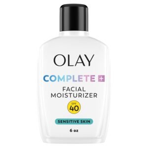 Olay Complete+ Face Moisturizer with Sunscreen SPF 40, For Sensitive Skin, Broad Spectrum Sun Protection, Fragrence-Free – No White Cast on All Tones, Nourishes Moisture Barrier – Ceramides, 6 Oz