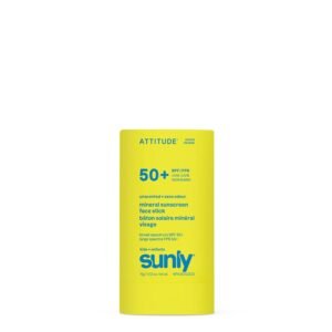 ATTITUDE Kids Mineral Sunscreen Face Stick SPF 50, Broad Spectrum Zinc Oxide, EWG Verified, Non-Nano, Gentle Lightweight Non-Greasy, Vegan, Unscented, 0.53 oz