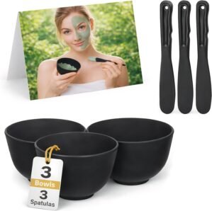 NOLITOY Face Mask Mixing Bowl Set: 3 Pack DIY Facial Tool Kit with Silicone Applicator Brush & Soft Spatula, Clay Bowl for Skincare, Home Spa, Salon, Travel Women