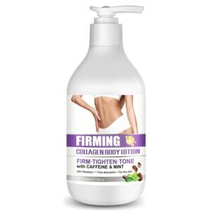 Grospe Firming Body Lotion for Women, Caffeine & Collagen Body Lotion for Dry Crepey Loose Skin, Skin Tightening Cream Nourishing and Moisturizing for Belly Bum Chest & Thighs 10.14 Fl Oz