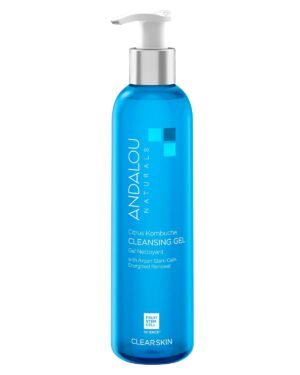 Andalou Naturals Clear Skin Citrus Kombucha Gel Face Cleanser – With Argan Stem Cells, Probiotics, & Aloe Vera to Remove Excess Oil & Dull Surface Cells for More Radiant, Balanced Skin – 6 Fl Oz