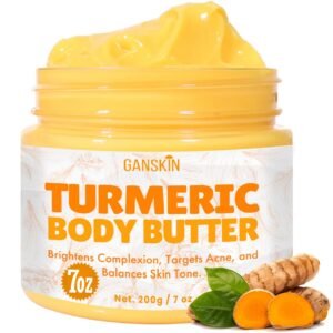Turmeric Face Cream – All Natural Skin Brightening Lotion – Turmeric Whipped Body Butter for Dark Spots, Hyperpigmentation – Skincare Cleanses, Fights Acne, Evens Tone, Scars, Sun Damage