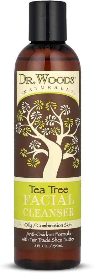 Dr. Woods Tea Tree Liquid Facial Cleanser – Made with Organic Shea Butter, Natural Tea Tree Oil Face Wash for Men and Women, Paraben, Phthalate and Sulfate Free – 8 Fl Oz