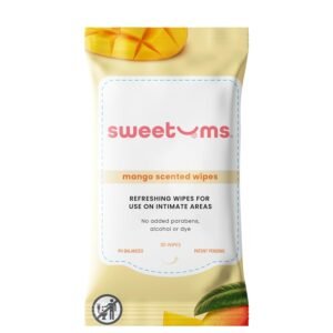 Sweetums Mango Scented Daily Feminine Wipes for Women – pH Balanced Unflavored Intimate Wipes – Water-Based, Aloe-Infused, Gentle on Sensitive Skin – Vegan, No Alcohol or Dyes, Travel-Friendly – 30ct