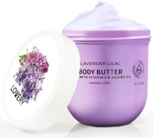 Lavender Lilac Body Butter – Shea Cream with Jojoba Oil & Vitamin E – Hydrating Natural Moisturizer for Hands – 5.74 Fl Oz