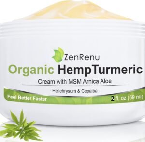 Hemp Joint & Muscle Relief Cream with Turmeric, Arnica, MSM, Hemp Oil & 7 Essential Oils – Non-Greasy & Soothing Formula for Back, Neck, Elbows, Knees, & Hip – ZenRenu, 2 oz