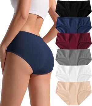Cotton Hipster Panties Women: 6-Pack Soft Full Coverage Mid Rise Underwear for Everyday Comfort