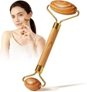 CHOSIN Face Roller Massage Tool, Facial Roller Tool for Lymphatic Drainage – Wrinkles, Lifting & Puffy Eyes for Women Men Self Care Gift (Olive Wood)