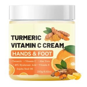 Turmeric & Vitamin C Hand Foot Cream with 30% Hyaluronic Acid – Anti Cracking Foot Cream Intense Moisturizing Vitamin C Lotion Softens and Nourishes Dry, Cracked Heels & Hands- 8.82 Oz