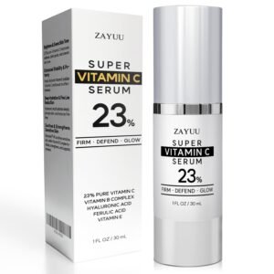 Super Korean Vitamin C Face Serum 23%: Brightening Hydrating Formula with Hyaluronic Acid, Vitamin E & Ferulic Acid — Anti-Aging Serum for Wrinkles, Dark Spots & Mature Skin – Korean Skincare