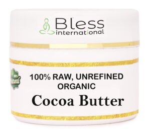 Organic Raw Cocoa Butter 100% Pure,Natural & Unrefined| Skin Moisturizer For Face, Body & Hair| 4 OZ/115 GM Ivory / White Grade A | DIY Creams, Balms, Lotions, Soaps| Softens Dry & Tough Skin
